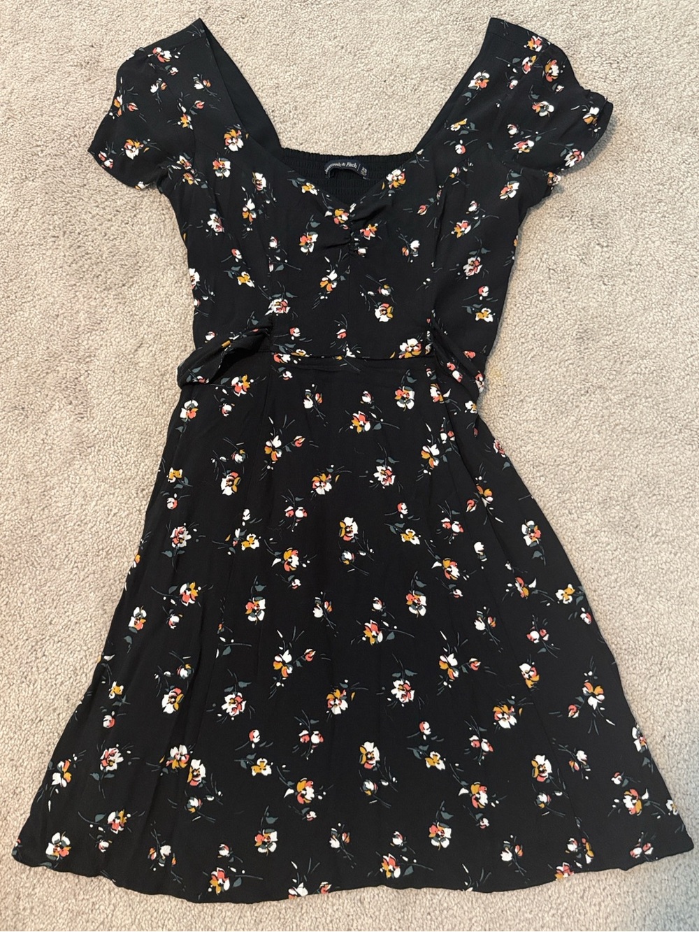 Abercrombie & Fitch Vintage Black Floral Tie-Waist Mini Dress XS